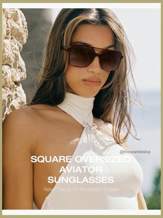 Square Aviator Sunglasses Retro Trendy UV Protection Shades main image 3